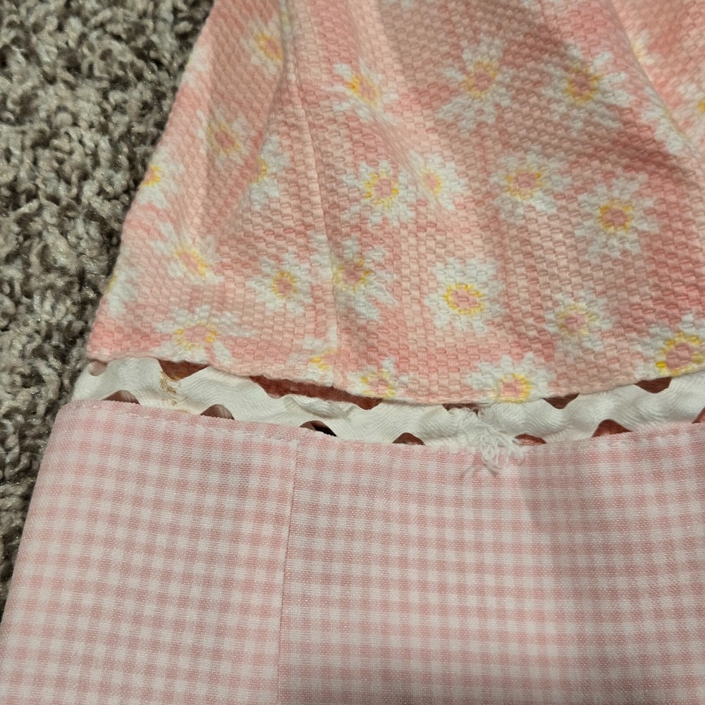 Kids Time Girls Pink White Gingham Seersucker Dress Flowers Easter - Picture 4 of 6